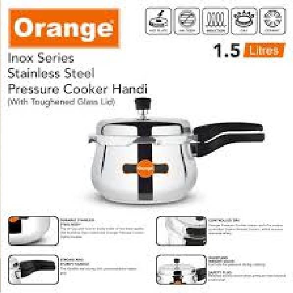 Orange Inox Steel Pressure Cooker