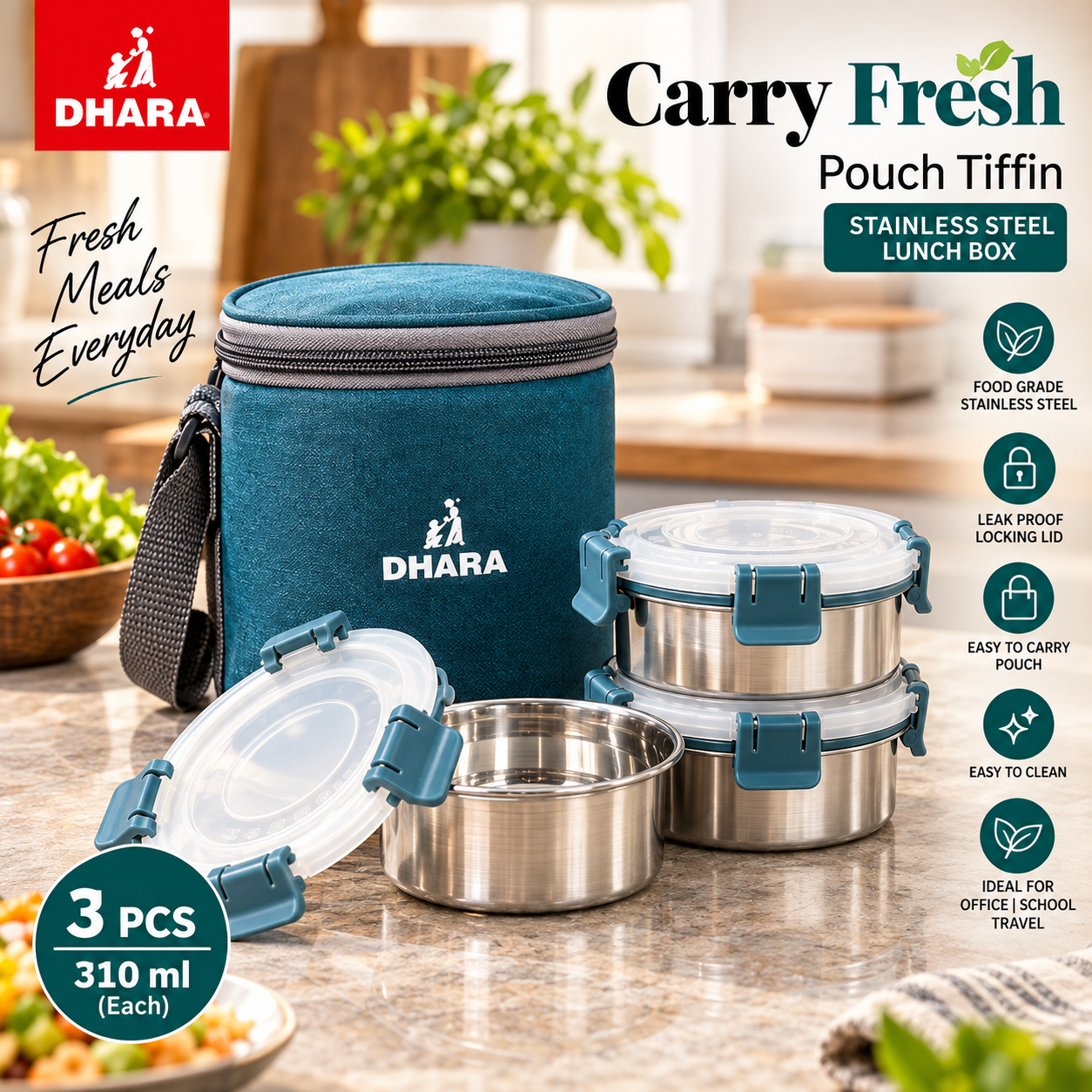 Carry Fresh Stainless Steel Tiffin Set