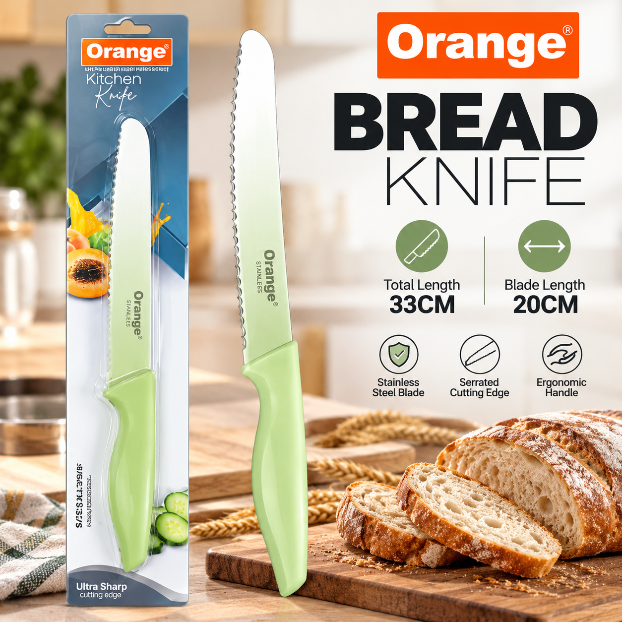 Orange Bread Knife Product Showcase